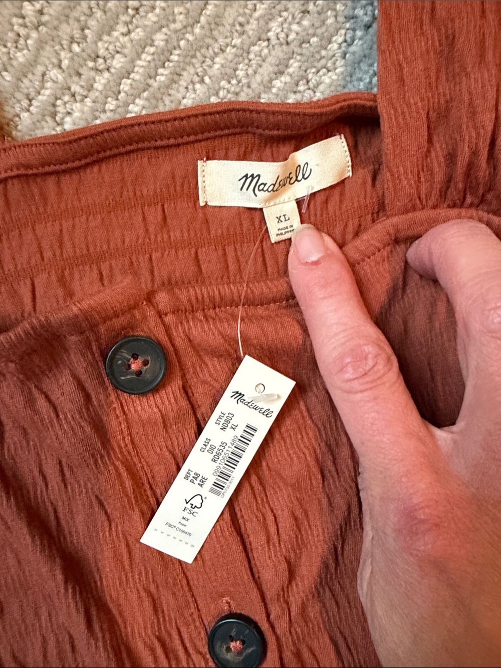 Madewell Rust-Brown front Button - Picture 3 of 4